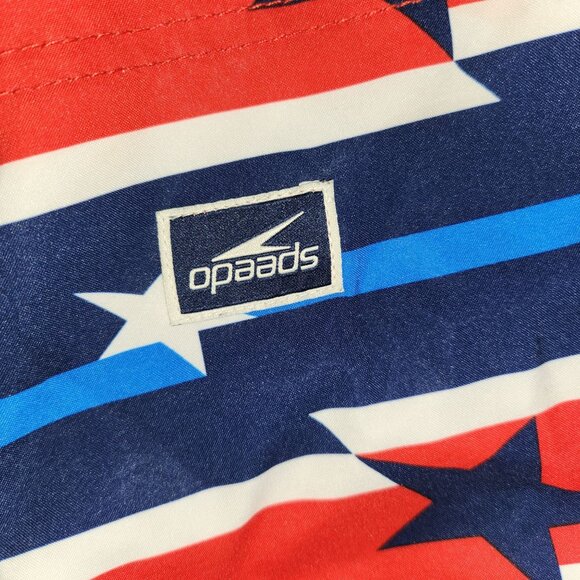 Speedo XL Swim Trunks Star-Spangled Design Red White Blue Elastic Waist 2510 - Picture 6 of 9